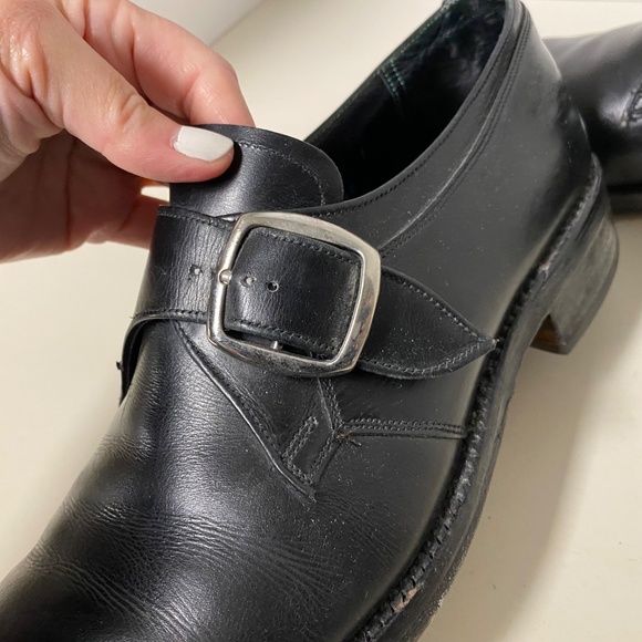 Florsheim Size 8.5 C Royal Imperial Monk Strap Buckle Shoes Black Smooth Leather - Picture 7 of 14
